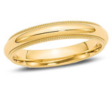 Ladies 14K Yellow Gold 4mm Comfort Fit Milgrain Wedding Band Ring